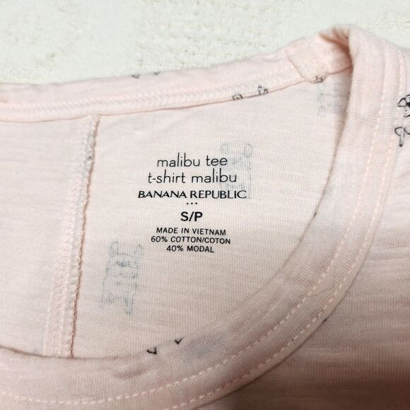 Banana Republic French Bulldog Malibu Tee Sz. S Pink Dog Print Sleeveless Top - Picture 4 of 8